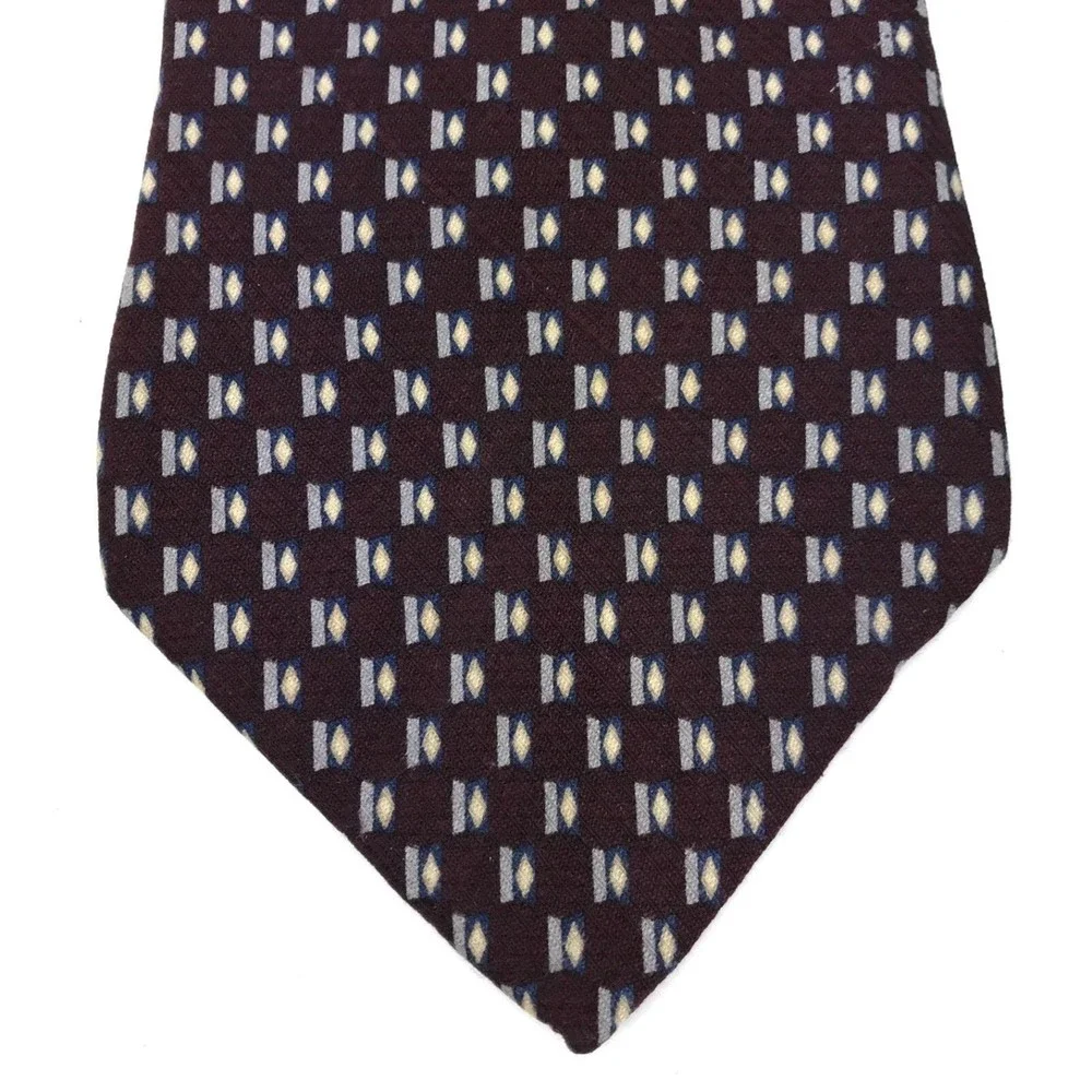 Graham & Lockwood Tie Maroon Blue 100% Silk Necktie 👔 Made In Mexico 58